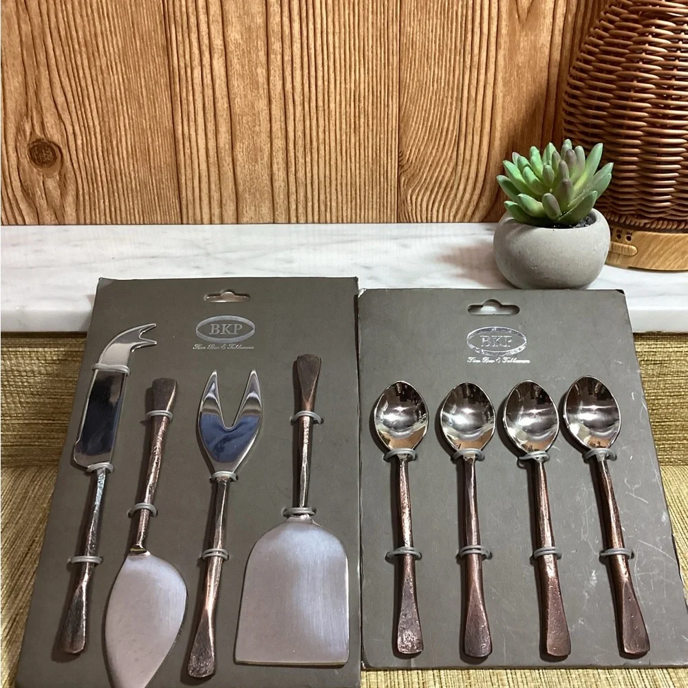 New BKP Fine Barware Rustic Design Spoons Cheese and Meat Servers